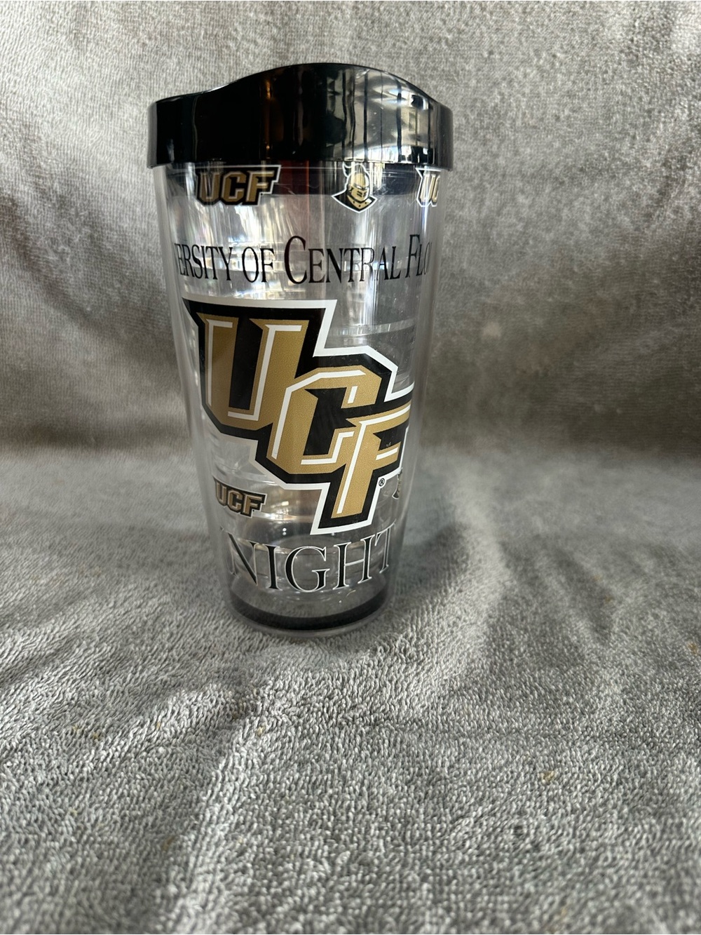 UCF Knights Clear Travel Tumbler with Black Lid